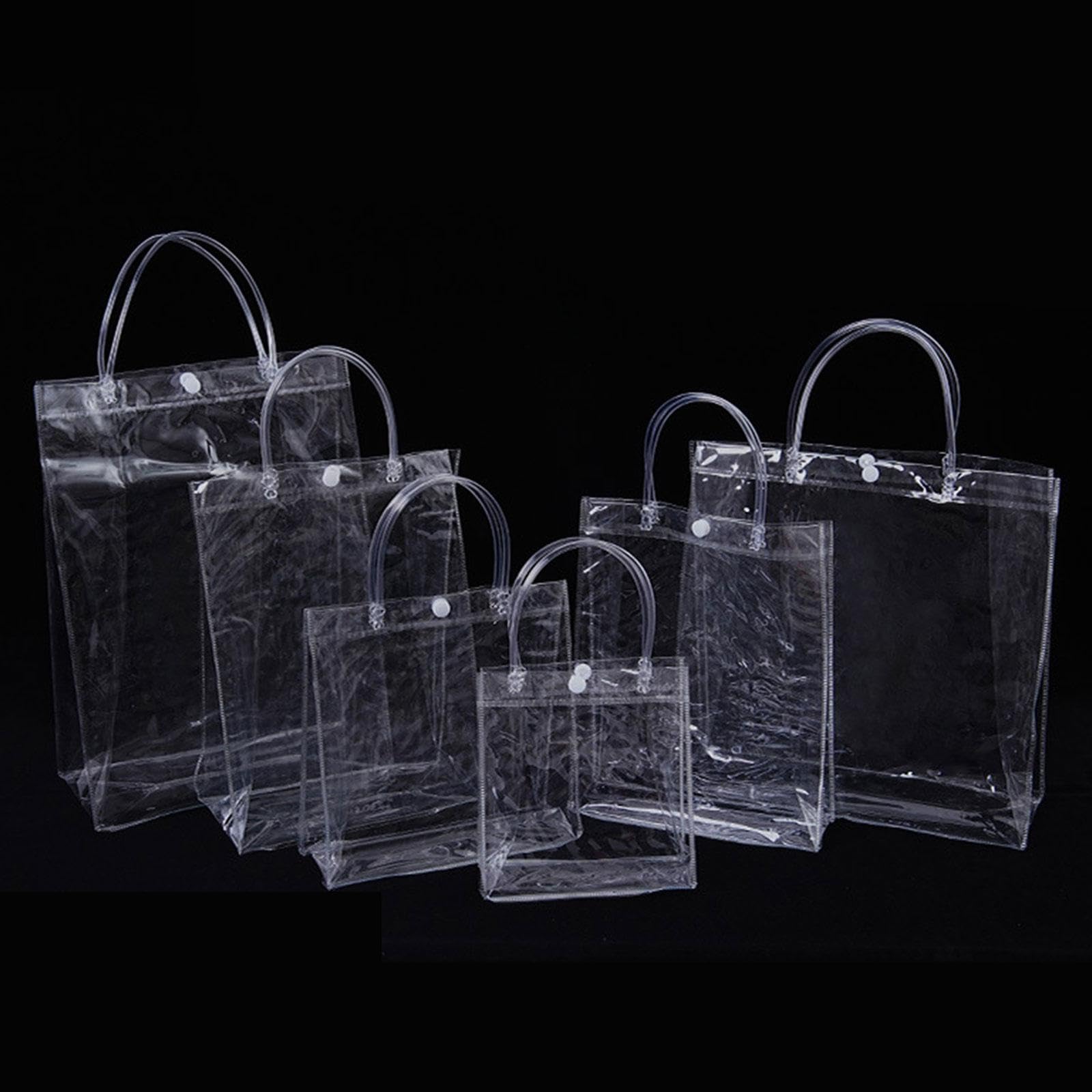 Generic 50 Stück Geschenktaschen Transparente Geschenkverpackung Mini Taschen mit Griff Handlich PVC Beutel für Kindergeburtstag Ho, Höhe 15cm
