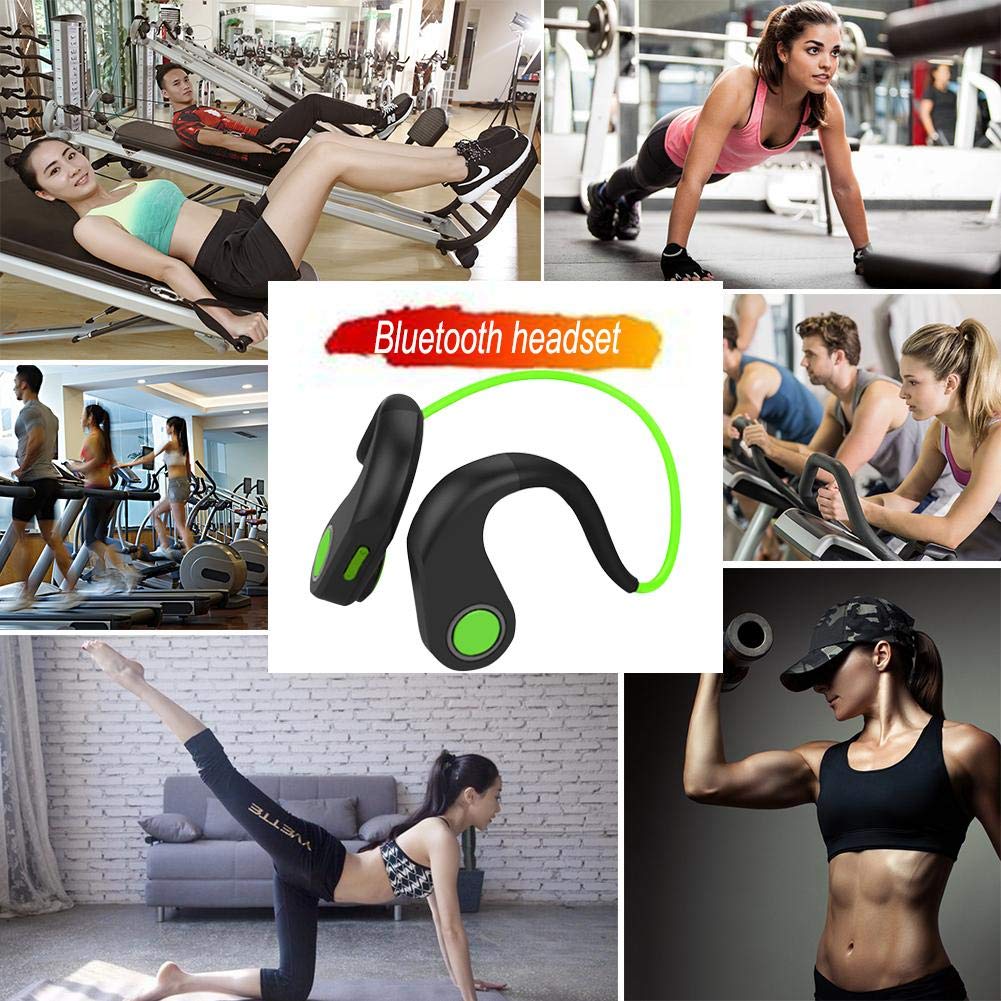 Auricolari Bluetooth Wireless Sport Auricolari Microfono Impermeabile NFC Conduzione Ossa Auricolare Bluetooth CSR8635 V4.2+EDR Outdoor Sport Headset Mic Box (verde)
