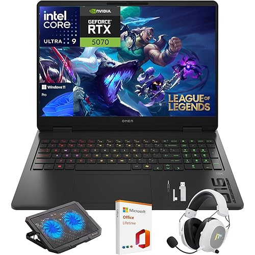 HP OMEN 16 Slim Gaming Laptop, 16" 144Hz 2K Display, Intel Core Ultra 9 285H, NVIDIA GeForce RTX 5070, 32GB DDR5 RAM, 1TB SSD, Wi-Fi 6E, RGB Backlit, Win 11 Pro, w/Mytrix Accessory & Lifetime Office