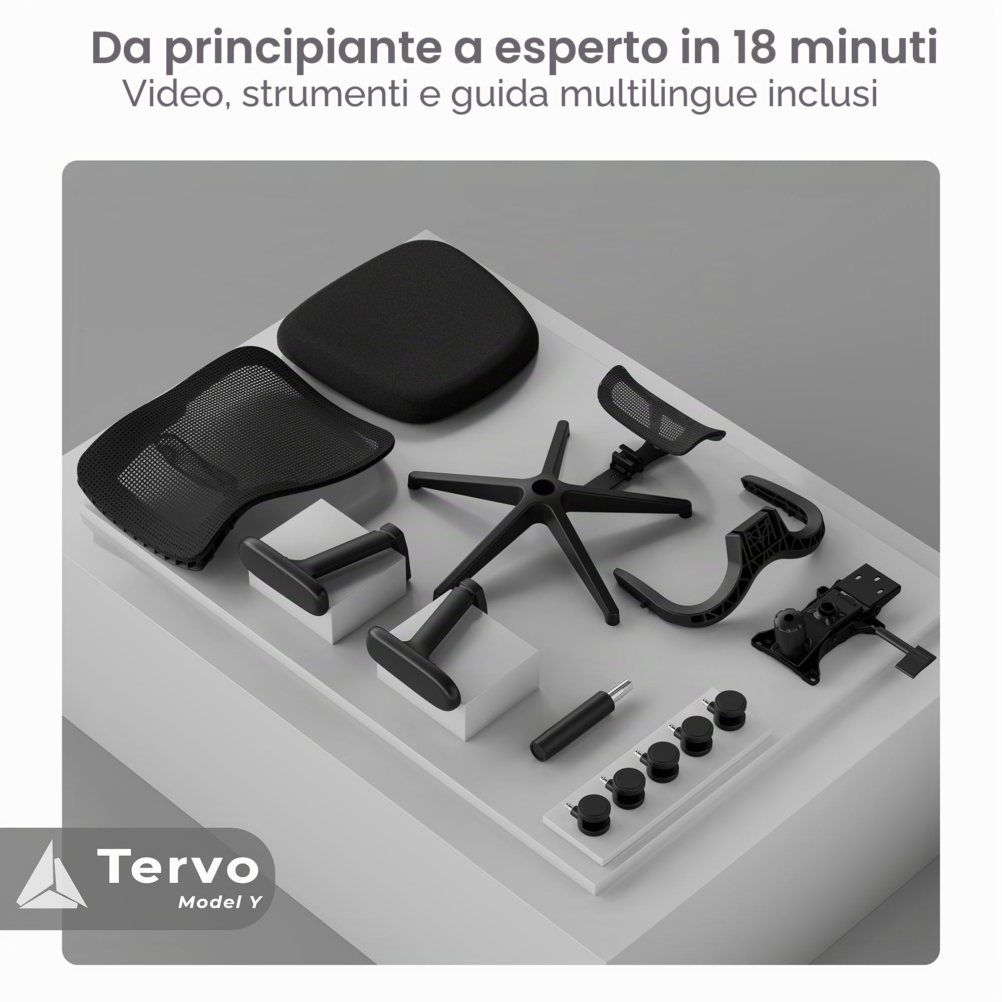 Tervo Modello Y, Sedia da ufficio pieghevole per piccoli spazi, sedia da gioco per adulti e bambini, sedia ergonomica in rete, sedia da scrivania pieghevole per casa e lavoro (modello Y, senza