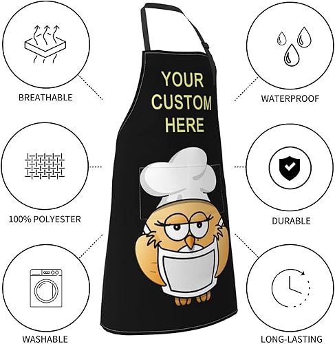 Miniatura 5 de Delantales personalizados para mujeres y hombres, delantal personalizado con bolsillos, imagen, texto, logotipo, delantales de cocina