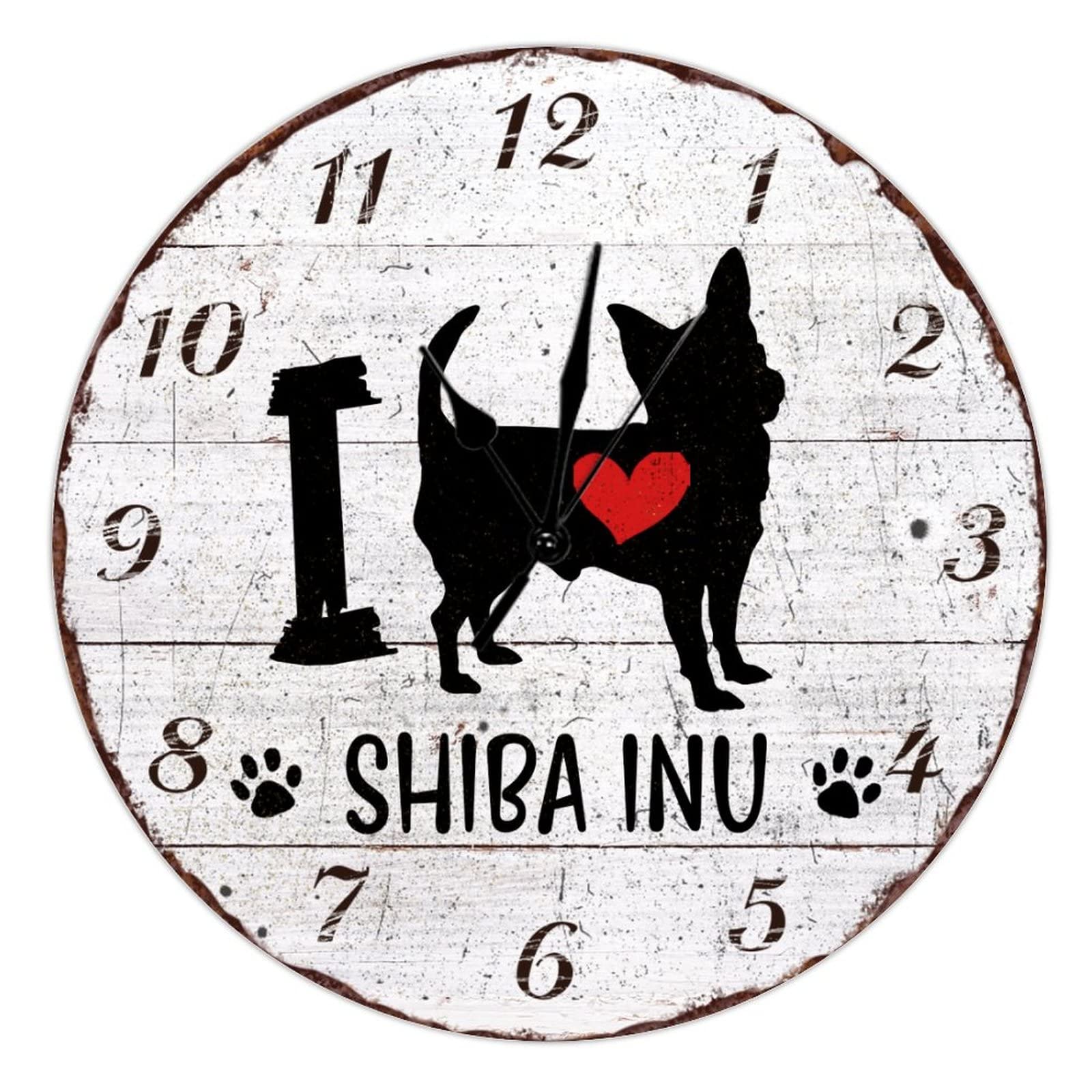 Horloge bois I Love Dog de 38 cm pour décorer joliment la cuisine des amoureux des chiens