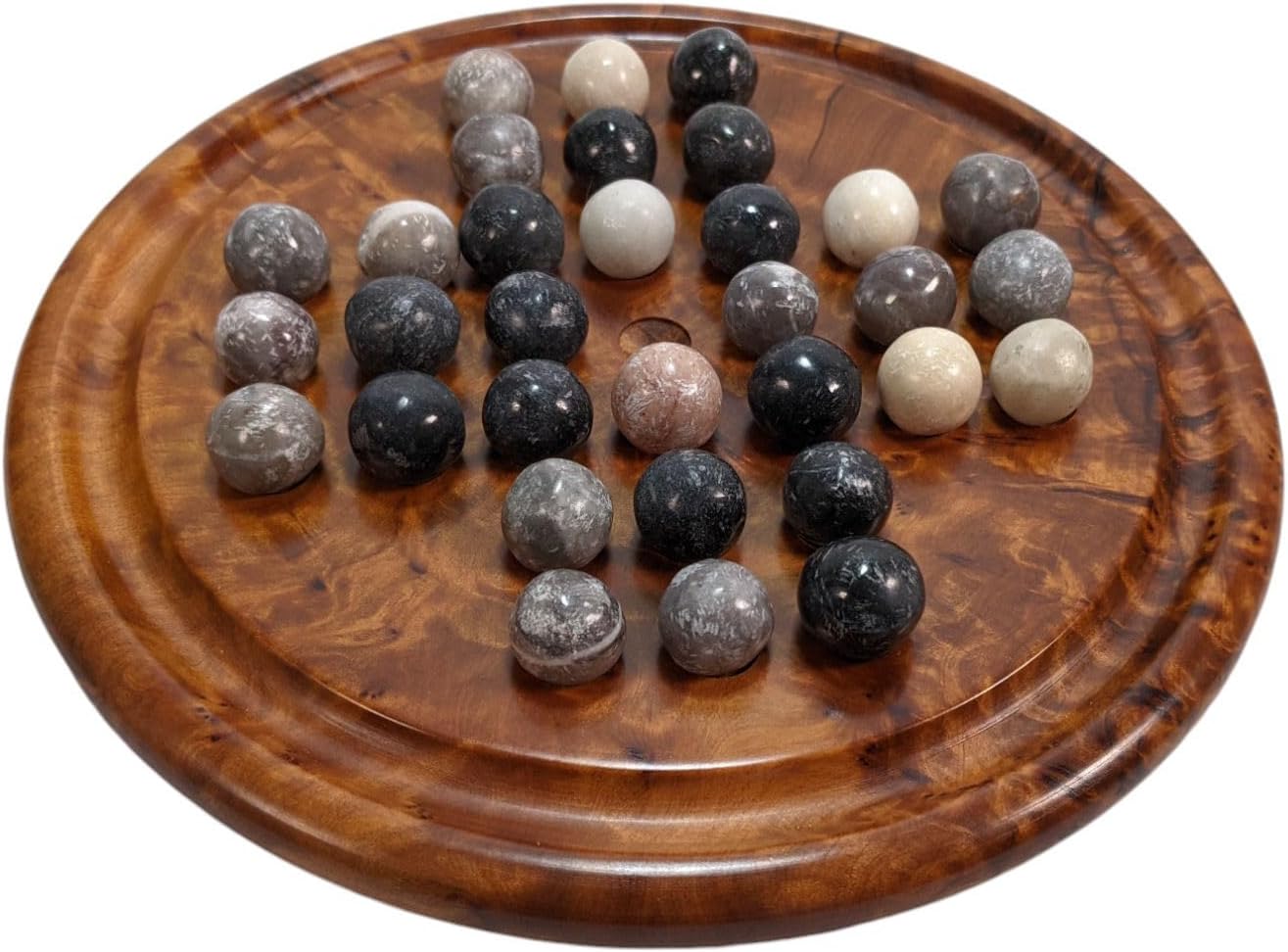 Fair Trade Moroccan Thuya Wood & Stone Solitaire Set 20cm / 8"