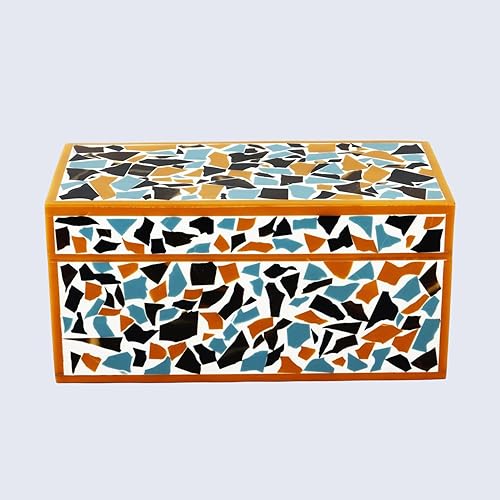 Miniatura 4 de Handicrafts Home - Caja decorativa y organizadora de madera, hecha a mano, con tapa, caja de recuerdo para decoración de hogar, joyas, accesorios y