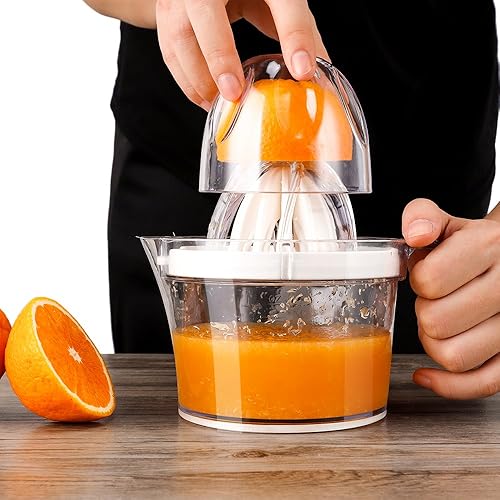 Miniatura 3 de Exprimidor manual de limón naranja y limón, tapa antideslizante, escariador de lima, capacidad de 17 onzas, transparente