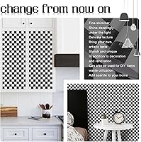 Vista 4 de Papel tapiz de tablero de ajedrez para despegar y pegar, papel de pared blanco y negro de 17.3 x 160 pulgadas, papel de contacto de mosaico