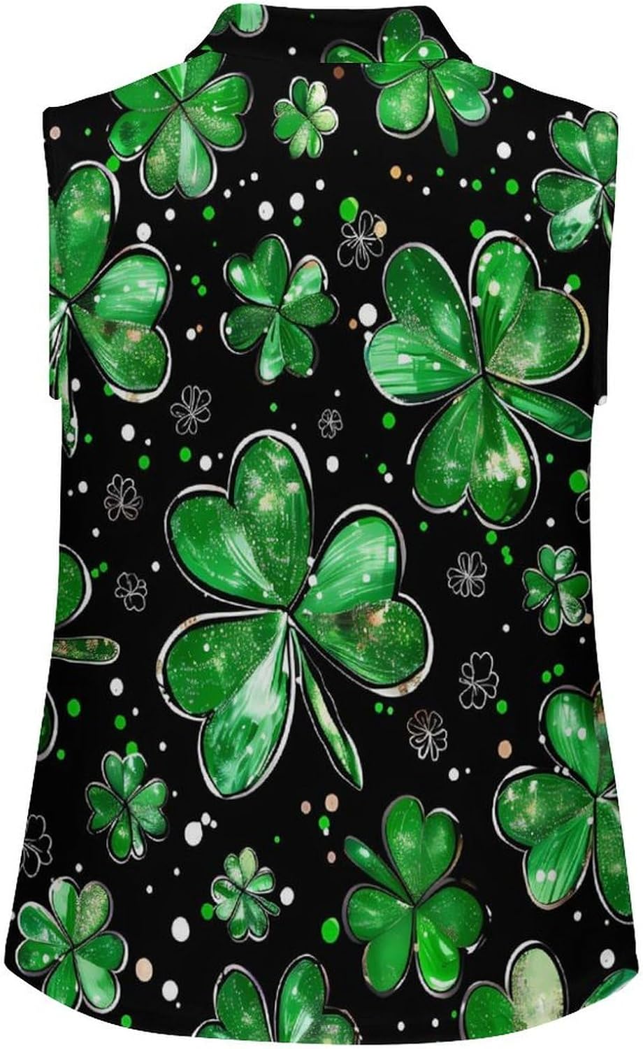 Green Ireland Shamrock St Patricks Day Golf Shirts for Women V Neck Tennis Polo Tank Tops Blouses Sleeveless T-Shirts