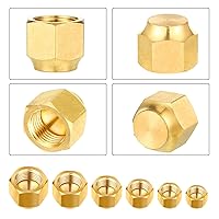 Vista 3 de Gisafai 6 piezas de tapas de tubo de latón con tapón de compresión, válvula de parada, línea de gas con conexiones roscadas de 45 grados