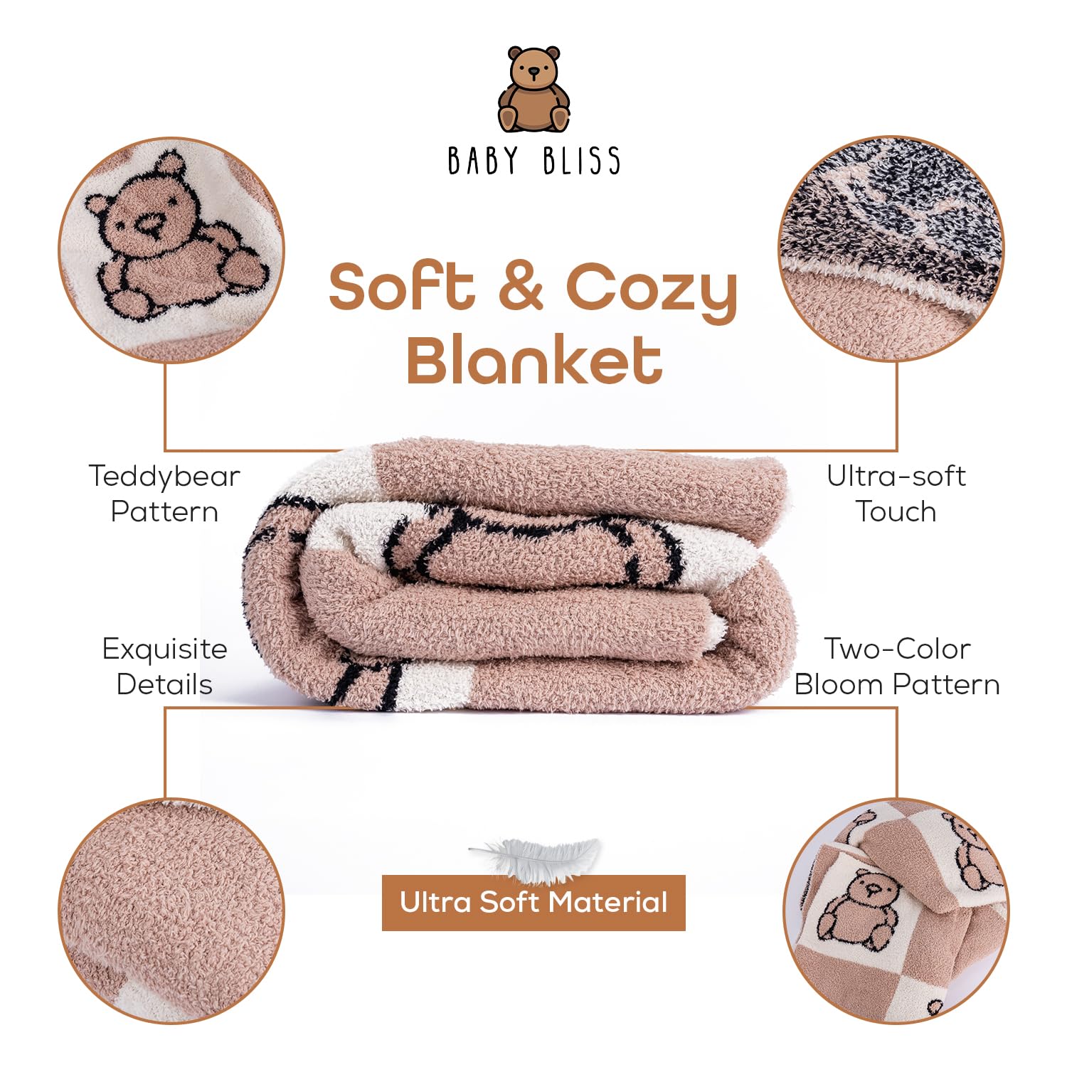 Cozy Dream Teddybear Blanket - Ultra Soft Microfiber Throw, 50x60 Inches, Plush Warm Reversible Two-Color Bloom Pattern, Unisex, Perfect for Couch, Bed, and Sofa - 50
