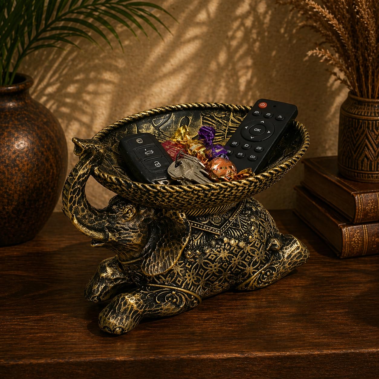 Elephant Decorative Bowl Showpiece for Home Decor Resin Elephant Tray for Living Room Office Table Decoration 13 cm-image-28