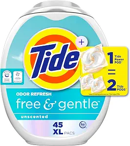 Tide PODS Free & Gentle Odor Refresh Laundry Detergent Packs, 45 Count