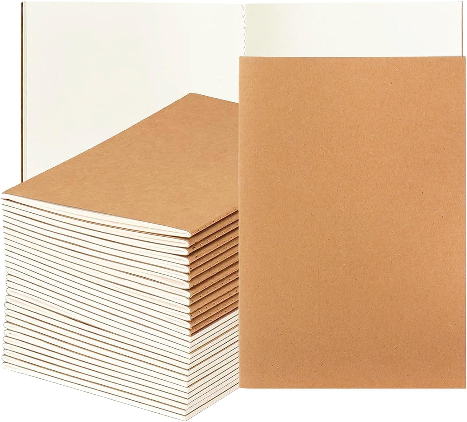 WUWEOT 30 Pack A5 Kraft Notebooks, 21 x 14 cm Bulk Blank Journals for