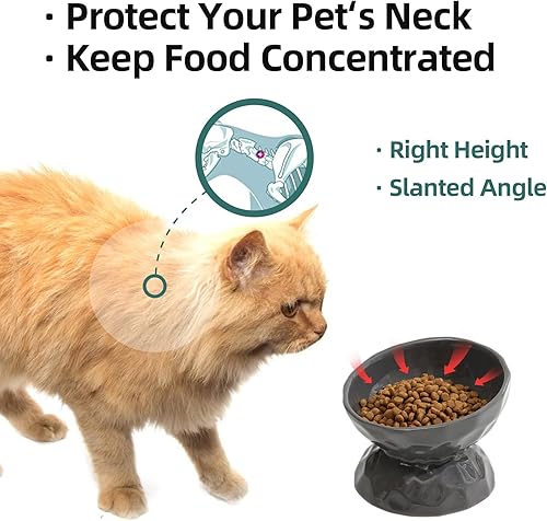 Miniatura 4 de Cuenco elevado de cerámica inclinado para gatos, cuenco elevado para alimentos y agua, cuenco para gatitos, plato para gatos, comedero para mascotas