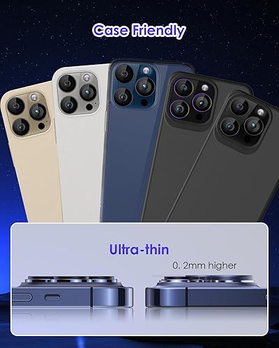 Miniatura 13 de Protector de lente de cámara compatible con iPhone 15 Pro/iPhone 15 Pro Max [metal de cobertura completa] Pantalla de vidrio templado 9H, cubierta