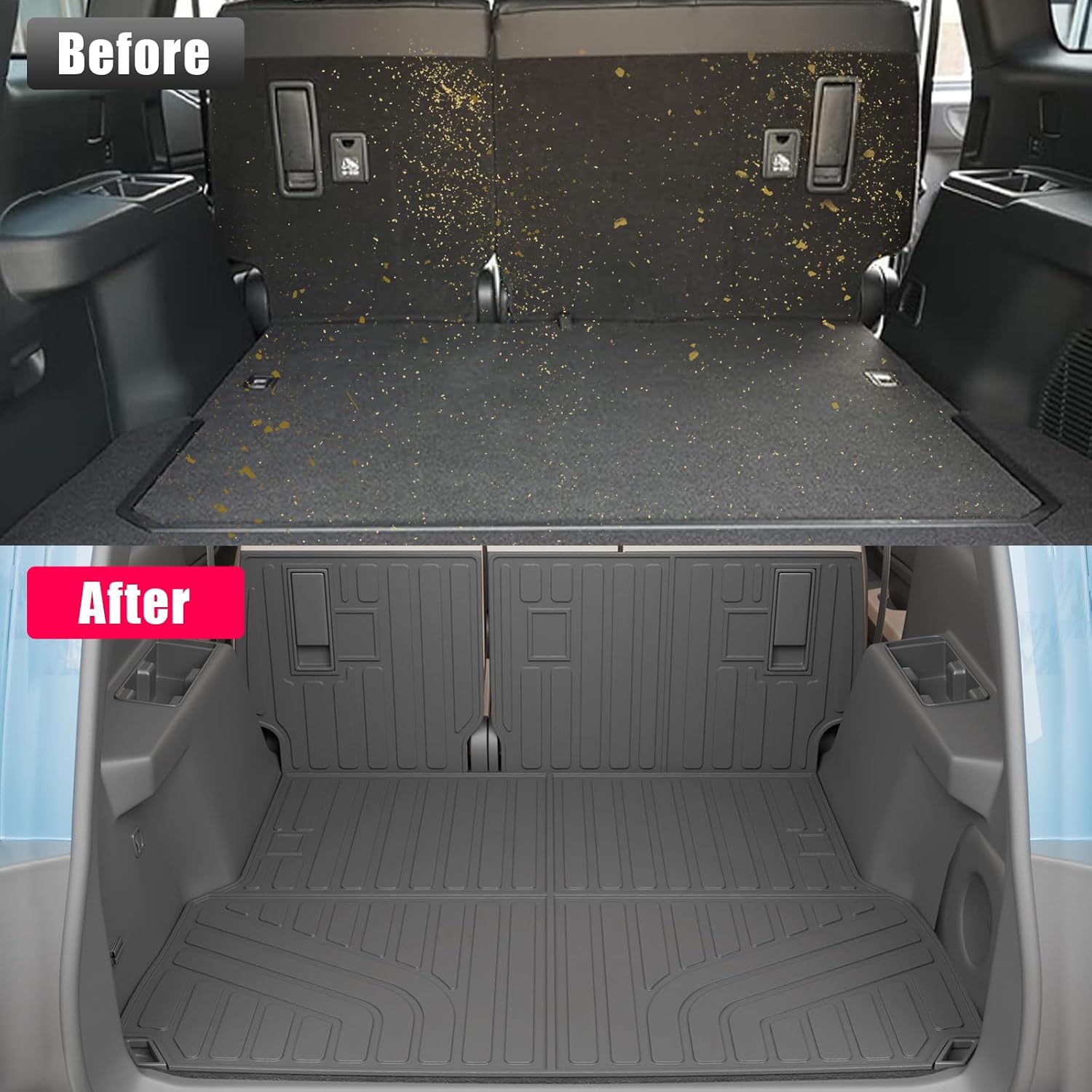 Floor Mats Compatible with 2024 2025 2026 Toyota Land Cruiser/Lexus GX550 Overtrail 5 Seats Trunk Mat Cargo Liner TPE Back Seat Cover for Land Cruiser Accessories (Floor Mats Set of 6PCS)