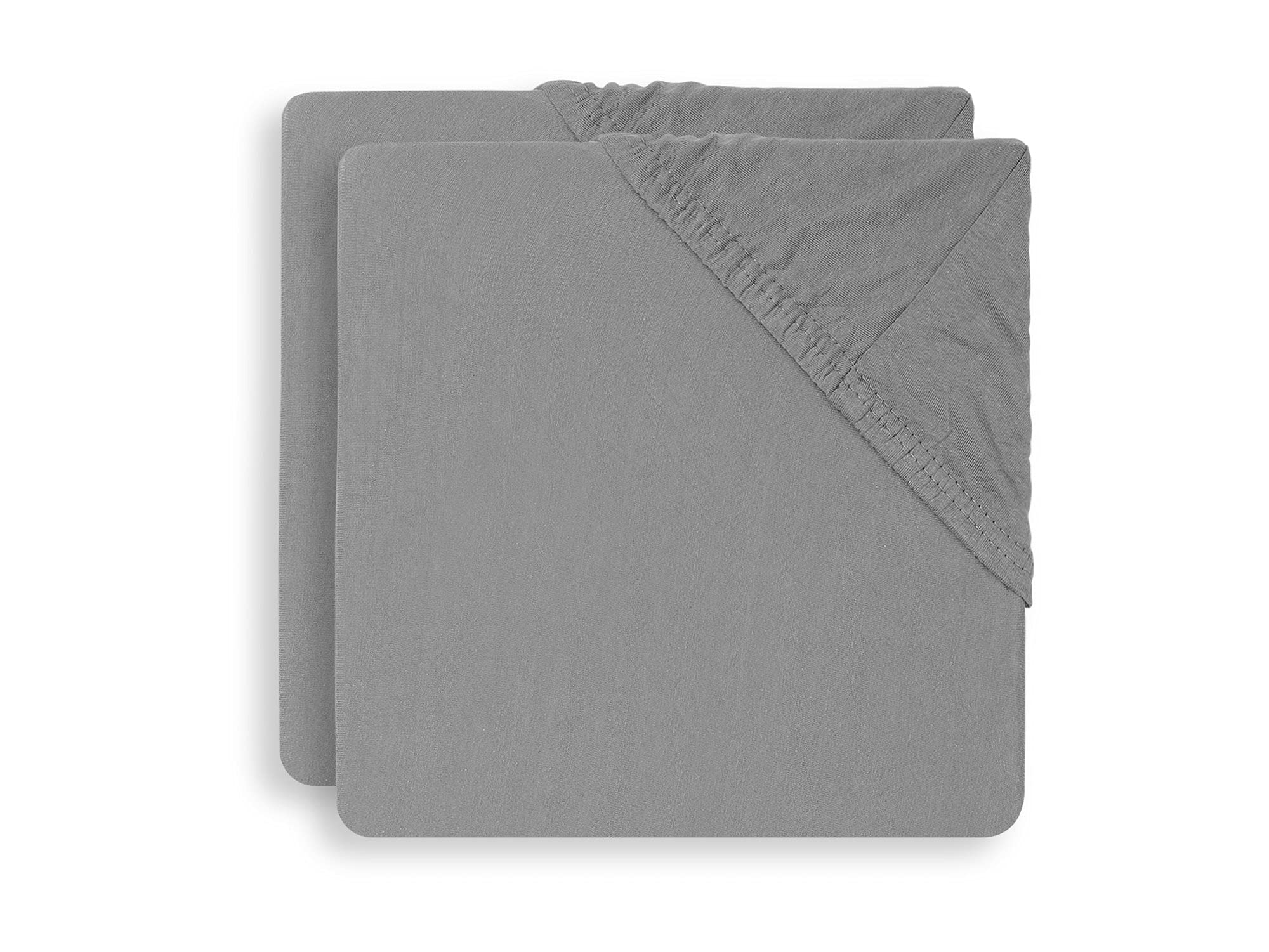 Jollein Spannbettlaken Boxspringbett Jersey 75x95cm - Sturmgrau - 2 Stück