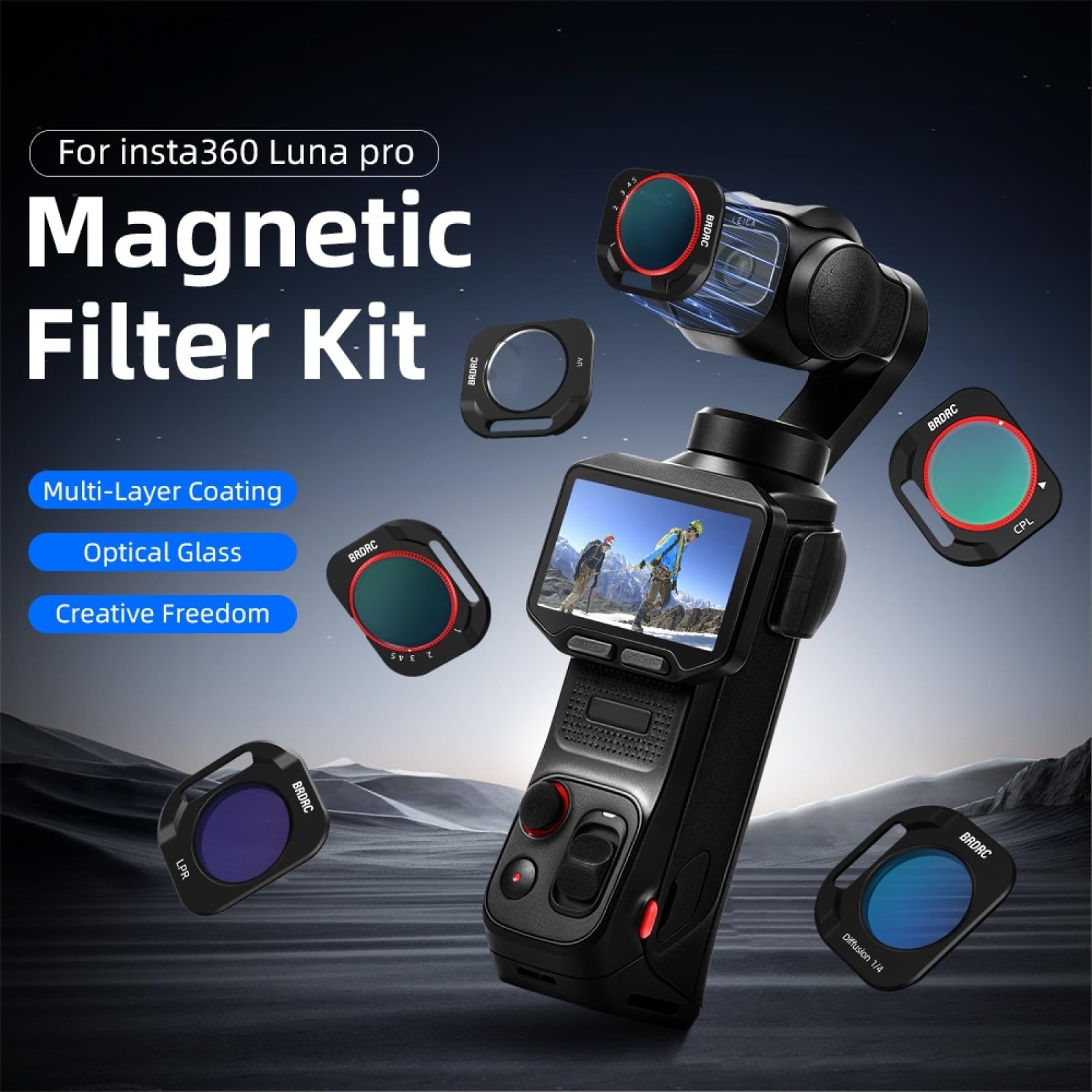 Filtr obiektywu aparatu do Insta360 Luna Pro, LPR/VND/CPL/BLACK Mist 1/4 filtry do akcesoriów Insta360 Luna Pro, obiektyw aparatu o neutralnej gęstości