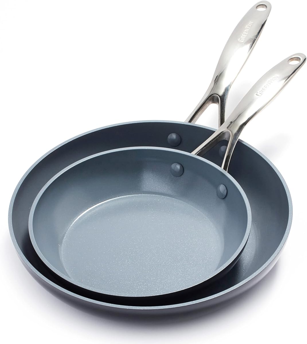 Valencia Pro 2 Piece (8" & 10") Ceramic Nonstick Skillet Set | Frying Pans, PFAS-Free Nonstick, Induction Ready, All Cooktop Compatible, Hard Anodized, Gray, Dishwasher & Oven Safe to 600F