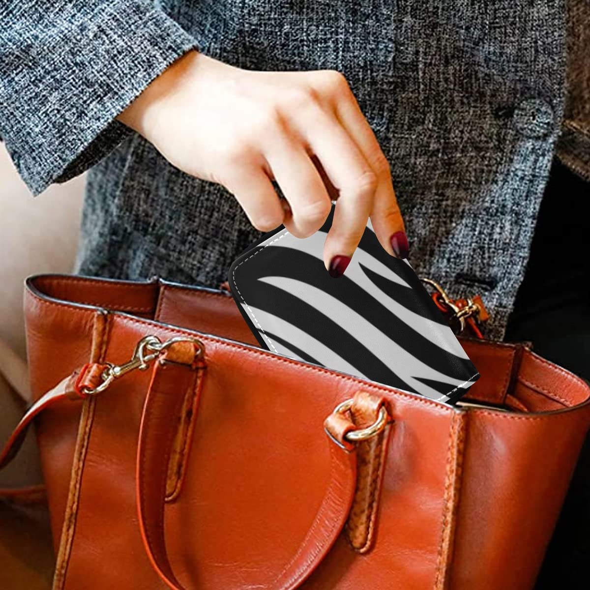 Etui na karty tło zebra zwierzę nadruk etui na karty kredytowe skórzany portfel zamek błyskawiczny dla mężczyzn kobiet przenośne, Tło Zebra Animal Print, one size