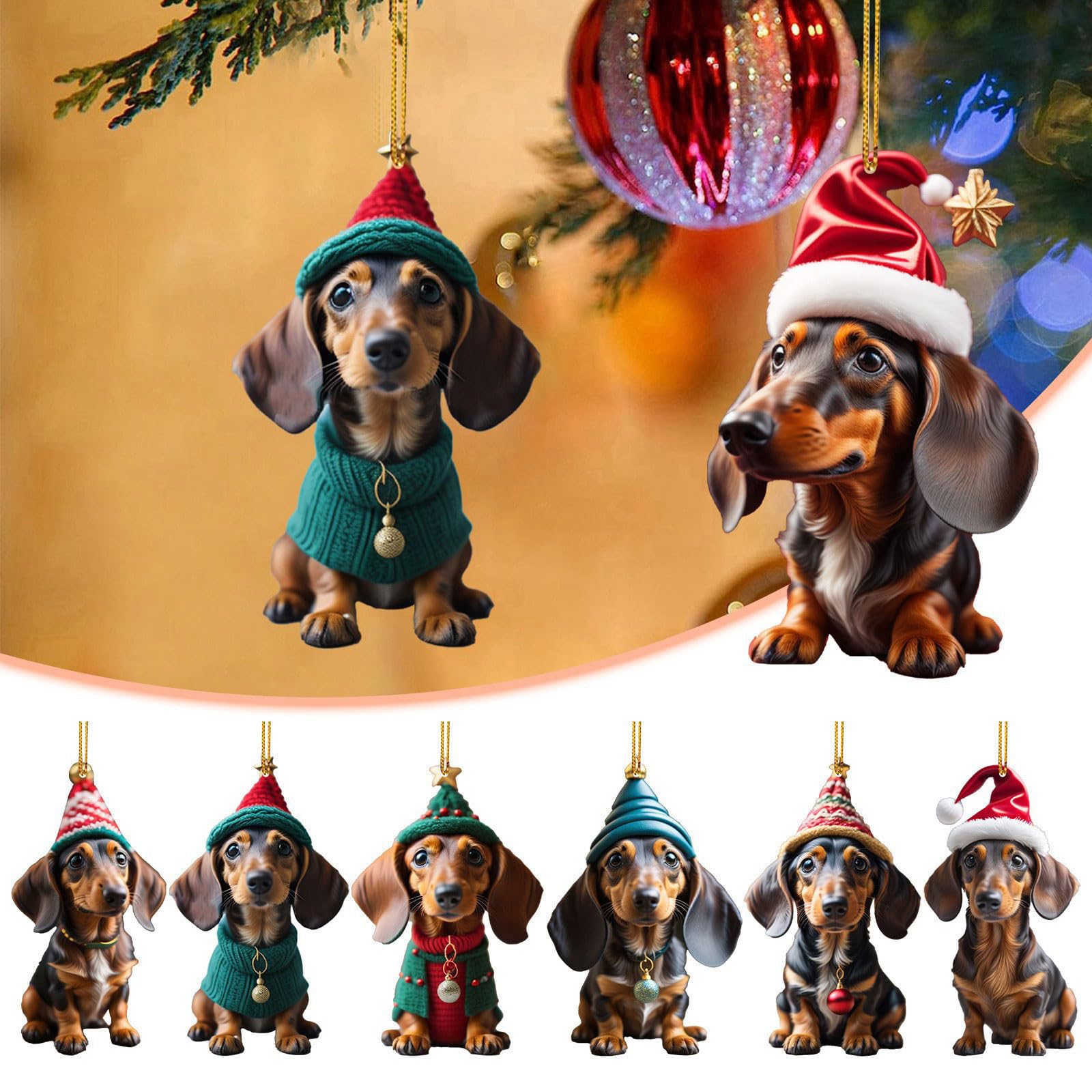 Amazon｜ダックスフントクリスマスオーナメント 2024- 面白い犬の