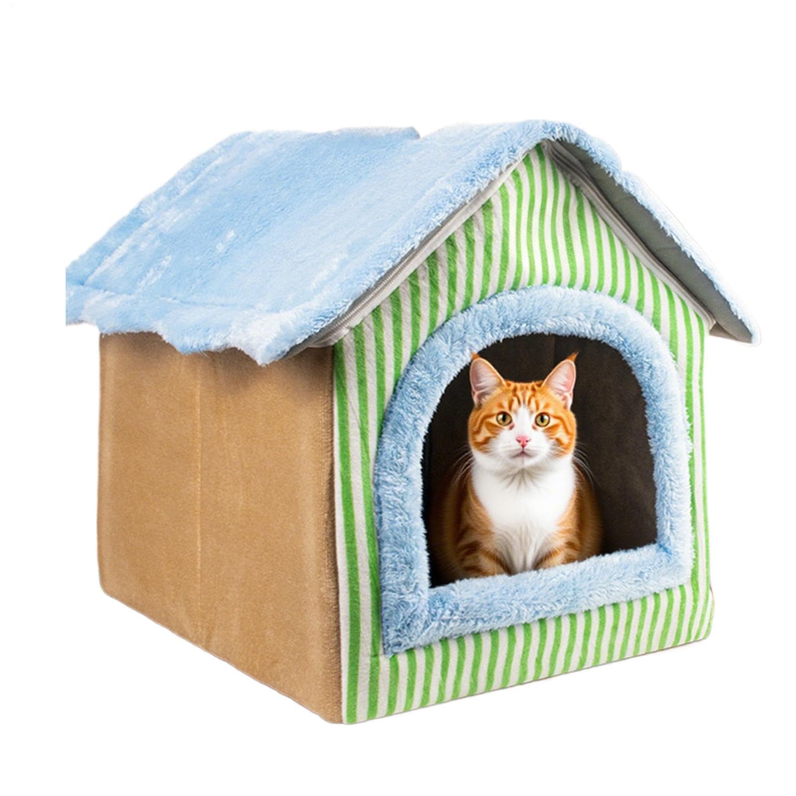 Dog House Indoor Foldable Warm Plush Puppy Nest with Removable Washable Mat