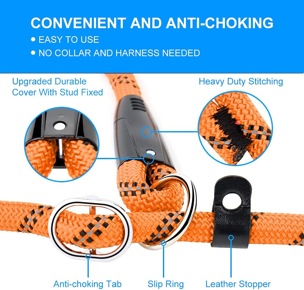 PLUTUS PET Dog Slip Lead, Anti-Choking with Traffic Padded 2 Handles, Reflective Strong Sturdy Heavy Duty Rope - Image 5