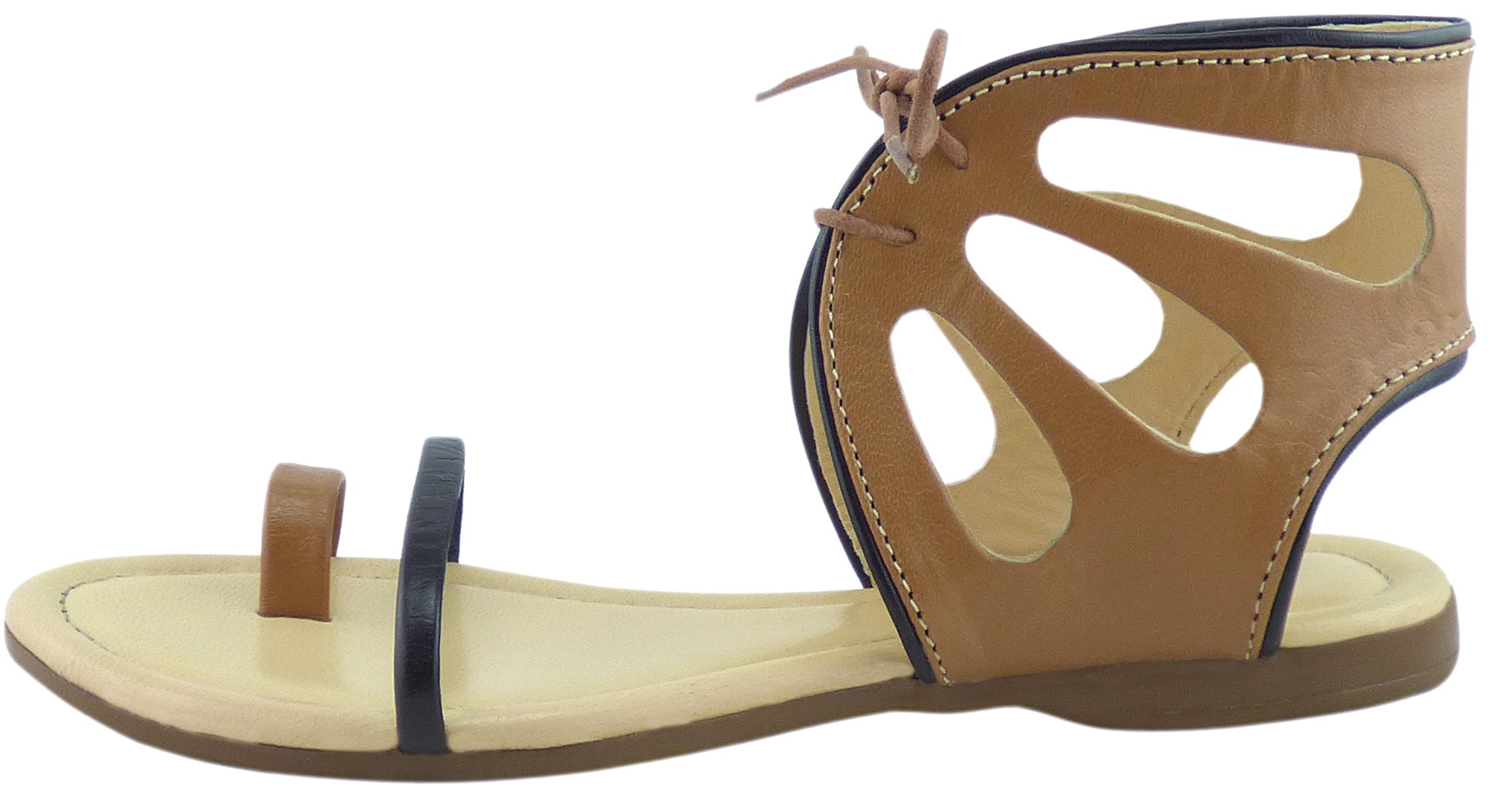 Women's Leather Shoes Sandals, Genuine Leather, Ecomark Certified Leather, Gladiator Sandal Flat