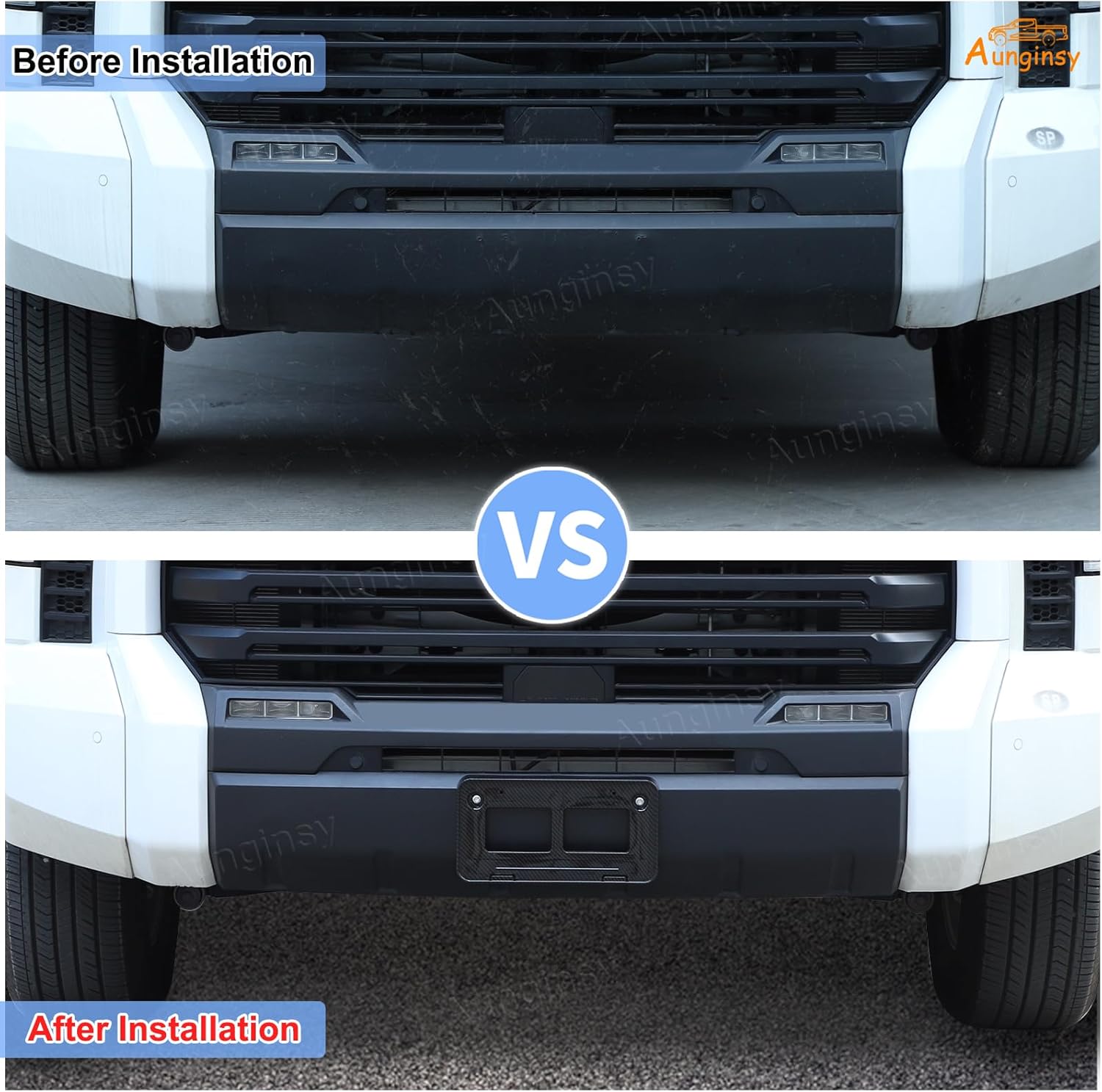 Car Front License Plate Frame Bracket Compatible with Toyota Tundra 2022-2026 Accessories, ABS Front Bumper License Plate Tag Holder Mounting Adapter Bracket Cover Trim Replace # 751010C040 TO1068171