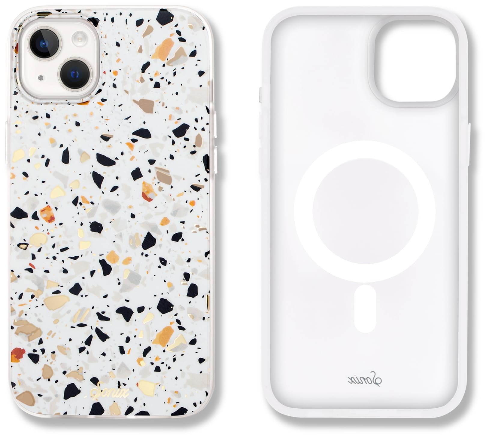 Sonix Case for iPhone 15 Plus, iPhone 14 Plus | Compatible with MagSafe | 10ft Drop Tested | Marble Terrazzo Confetti