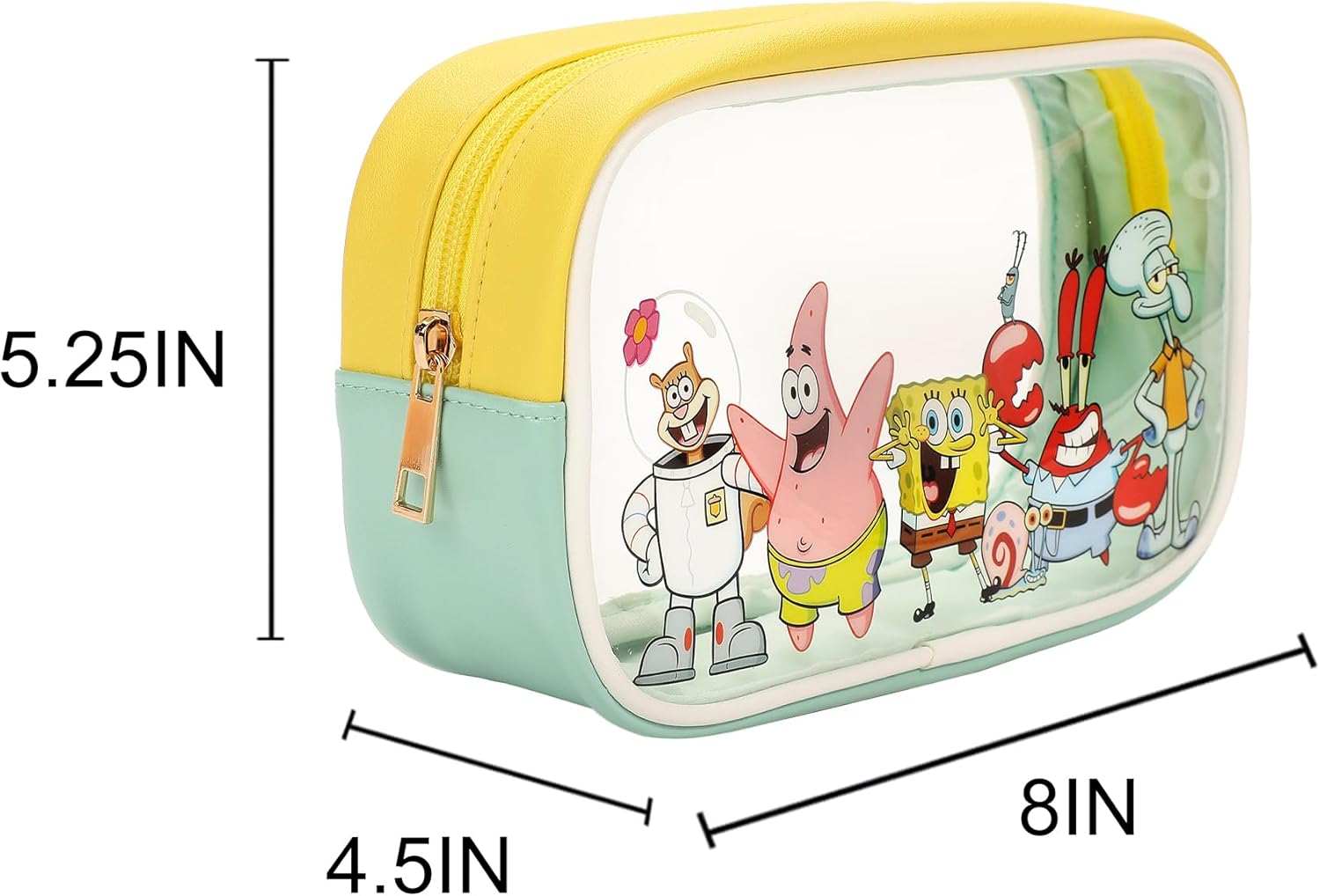 Bioworld Nickelodeon SpongeBob SquarePants 3-Piece Cosmetic Bag Set with Zipper Closure