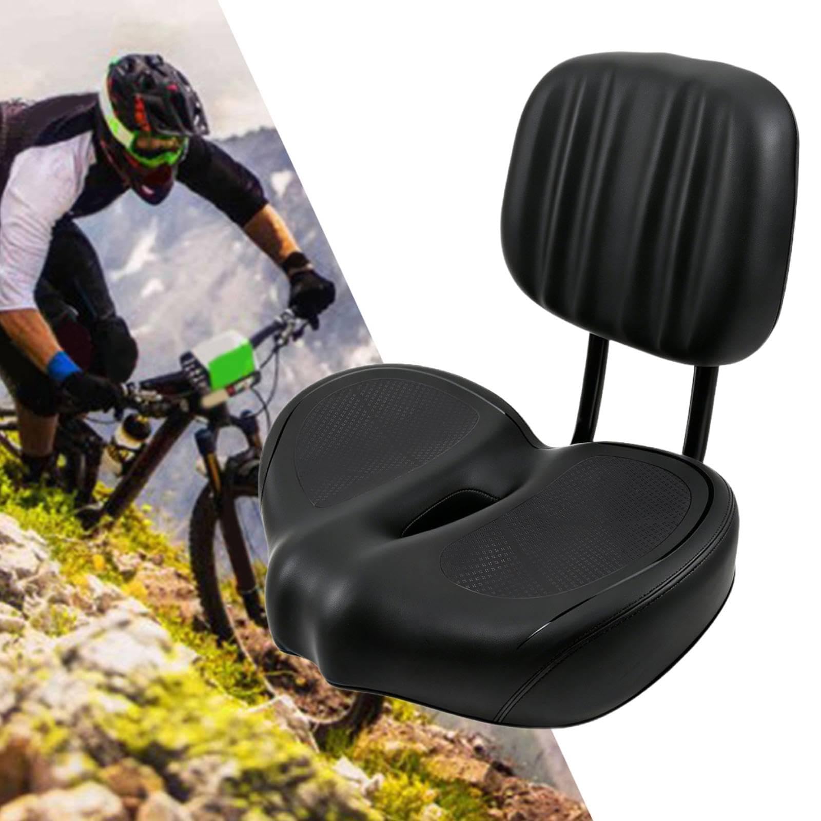 Sillín de Bicicleta con Respaldo, Sillín Extra Ancho con Amortiguación, Ancho Y Estable, Diseño Ergonómico con Soporte de Espalda Ajustable, Ap