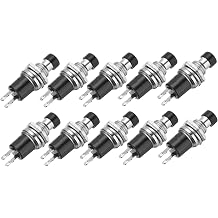 sourcing map 10 Pcs 1A 250V AC 7mm Mini Momentary Push Button Switch SPST NC Black Switch Button with Soldering Foot for Electronic Devices