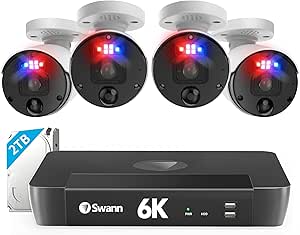Swann 12MP Home Security Cameras with 8580 2TB HDD Recorder, NVR Security Camera System, 8 Channel 4 Cam, Wired Surveillance Security Camera Outdoor Indoor, PoE Cat5e, Color Night Vision, 2-Way Audio asin的图片