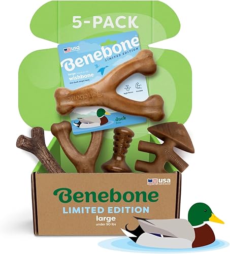 Vista 66 de Benebone - Paquete de 2 juguetes masticables duraderos para perros, diseño Wishbone/Dental, tocino real, fabricados en Estados Unidos, grandes