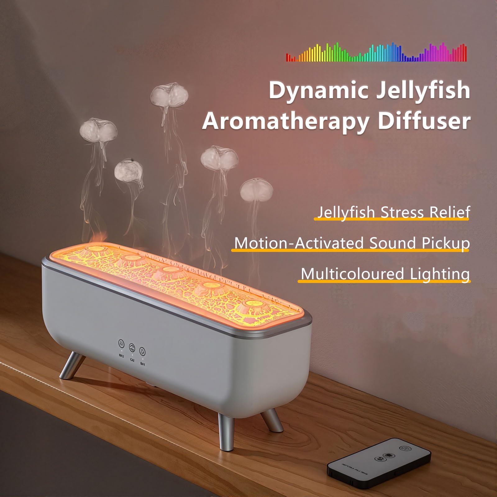 Nawilżacz aromaterapeutyczny z trybami podwójnej mgły, wielokolorowe światła LED, timer 4H/8H do użytku domowego i relaksu, idealny dla dobrego samopoczucia i komfortu