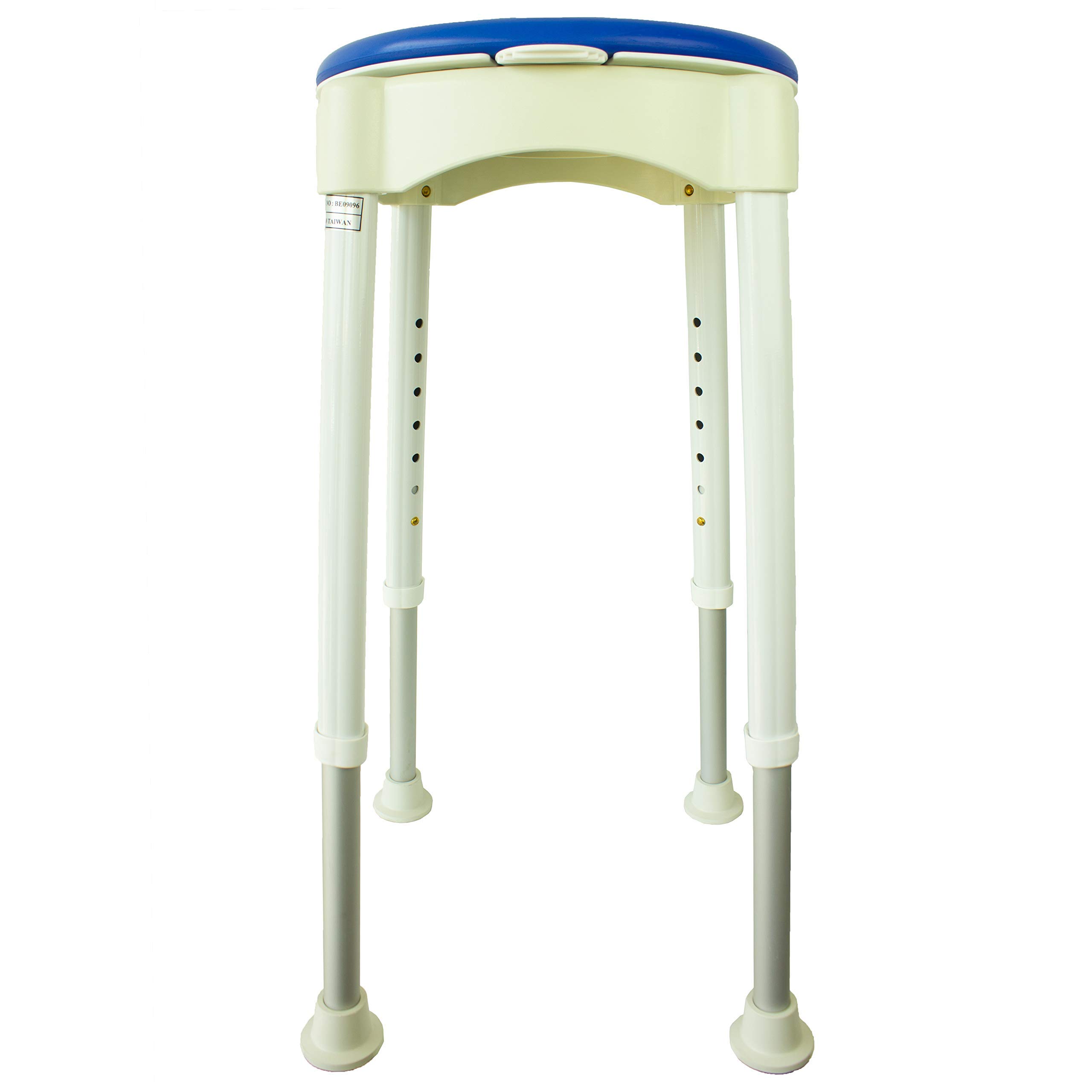 Mobiclinic, Taburete de baño Redondo Giratorio, Arrecife, con ventosas, Rotación 360º, Marca española, Regulable en Altura, Ducha, Patas Antideslizantes, Portátil