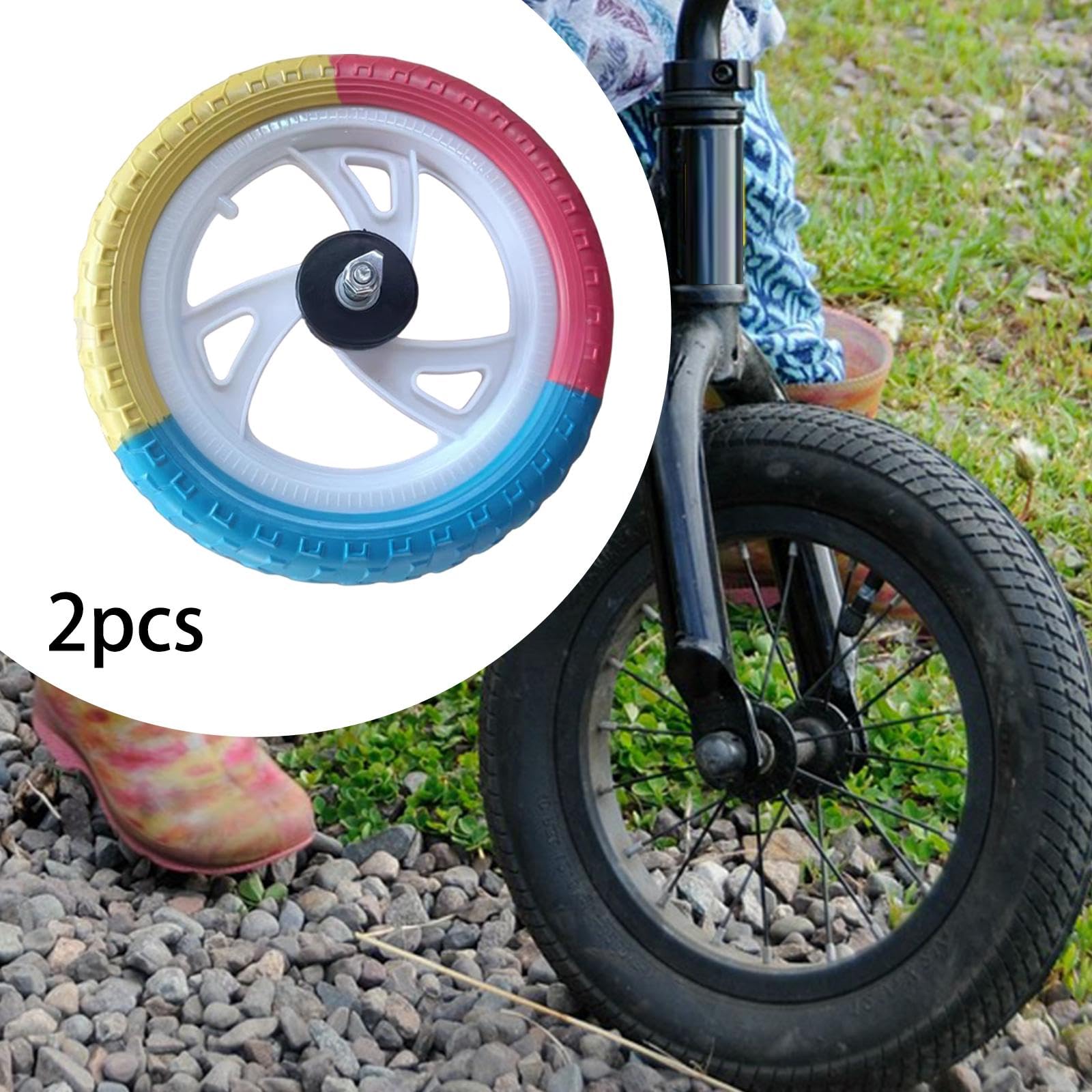 harayaa 2 Stücke 12 Zoll Schaum Kinder Fahrrad Räder Nylon Nabe Ersatzteile, Style A