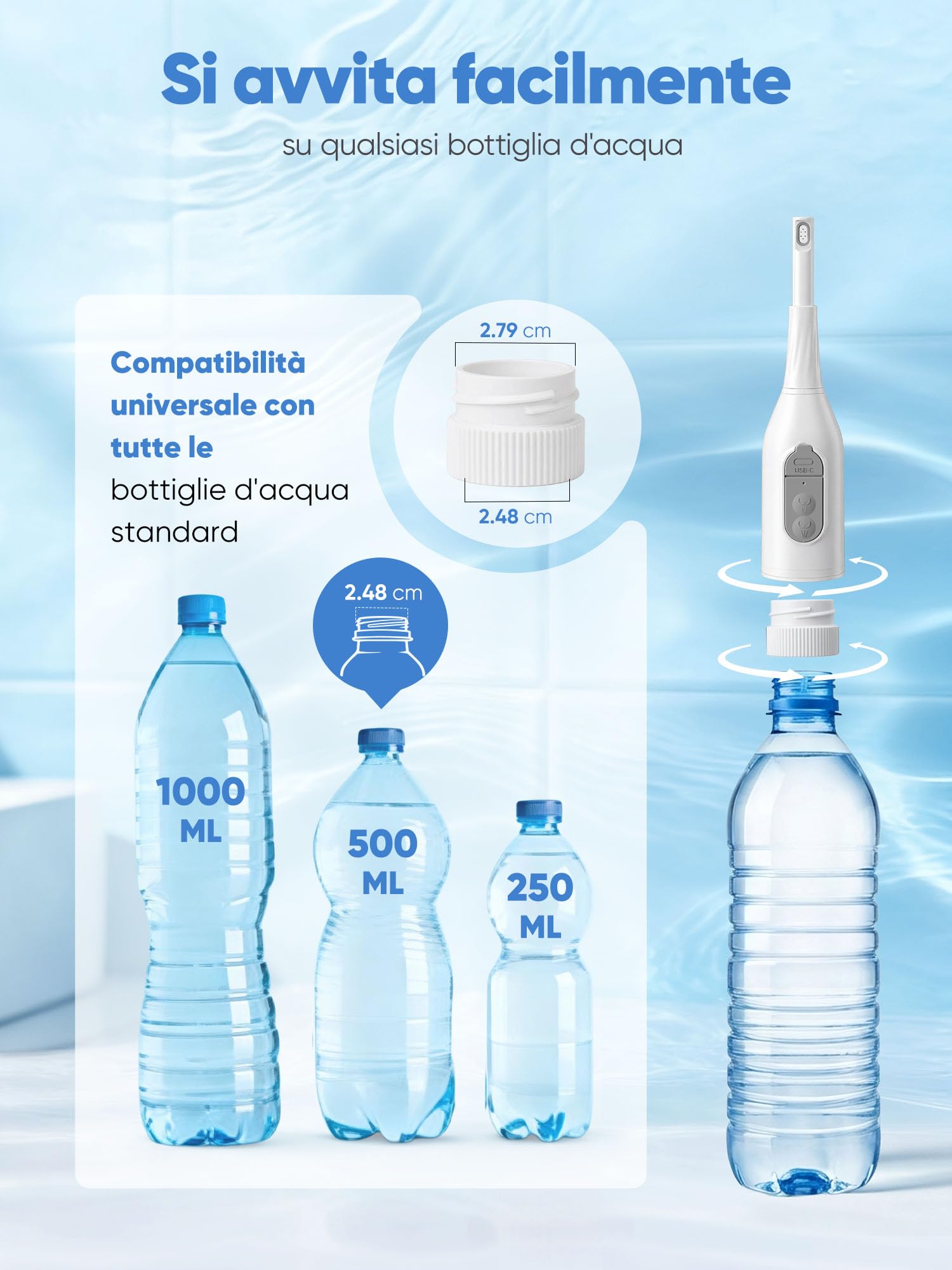 Bidet Portatile, SANEWE Bidets Elettrica da Viaggio, 2 Modalità di Spruzzo, Protezione dall'acqua IPX7 e Regolazione Della Pressione, Per l'igiene Personale, la Cura Post-parto e la Pulizia Perineale