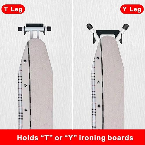 Miniatura 5 de Soporte para tabla de planchar para montaje en pared, gancho oculto para tabla de planchar con pierna en T para cuarto de servicio, cuartos de