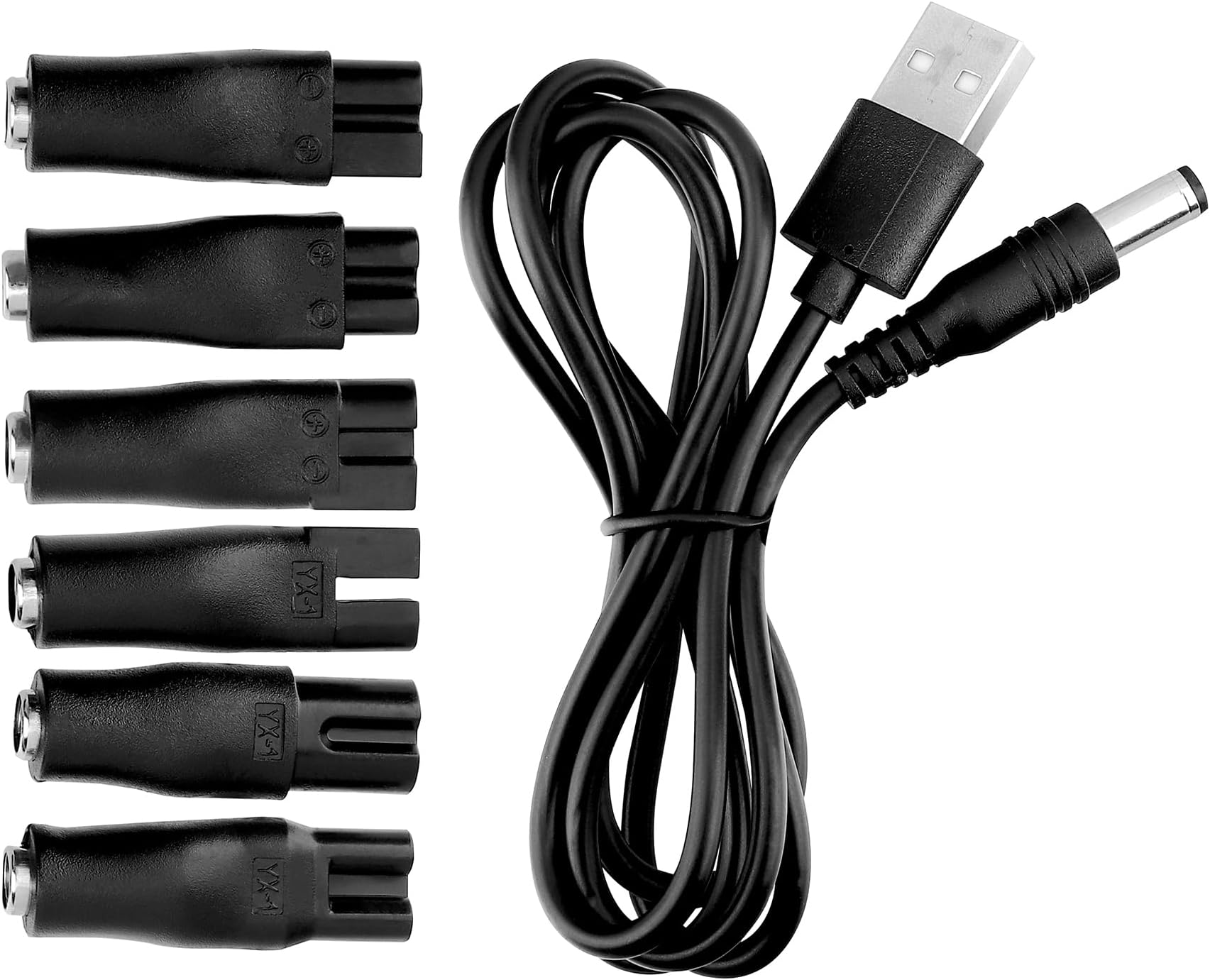 7 PCS Power Cord 5V Replacement Charger USB Adapter Set Compatible with a Various Types of Electric Hair Clippers,Beard Trimmers,Shavers,Beauty Instruments, Electric Hairdressers,Desk Lamps,Purifiers
