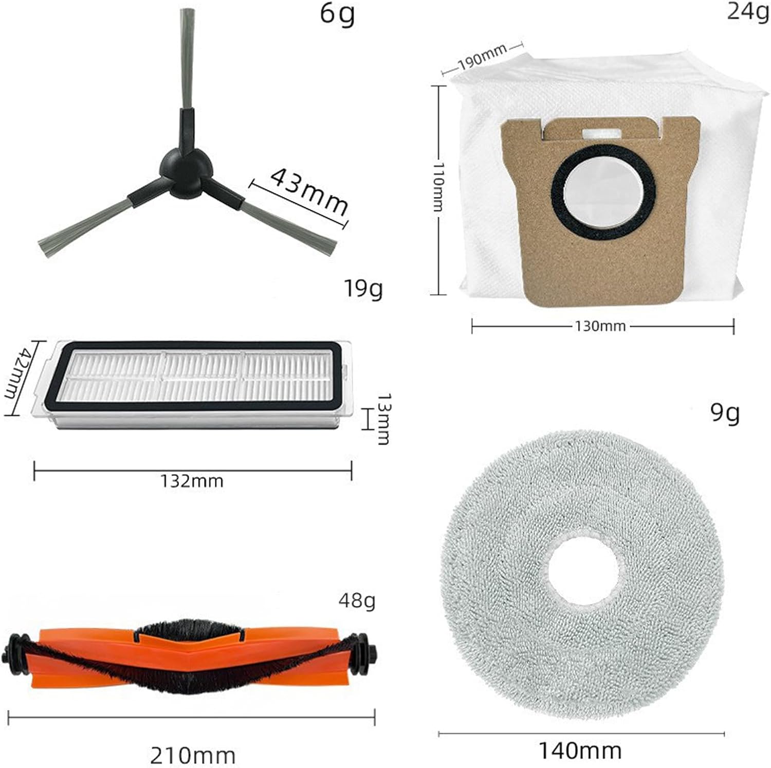 17 PCS Robot Vacuum Cleaner Accessories for Xiao-mi Mijia X20 MAX/X20 PRO, 1xMain Brush/4xSide Brush/2xFilter/4xWipe/6xDust Bag