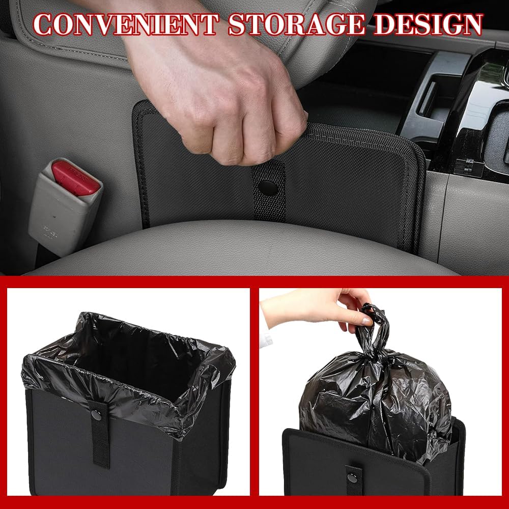 Car Trash Can, Car Trash Bin, 2.8 Gallons Large Capacity Automotive Trashcan Storage Bag, Auto Accessories Leak-Proof Waterproof Automotive Storage Container Universal for SUV Truck RV (Large)