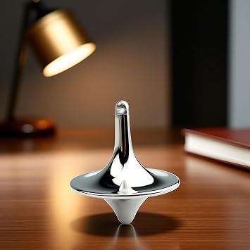Silver Accurate Spinning Top,Portable Precision Metal Spinner Top Premium Exquisite Perfect Balance Desktop Gyro Vintage Totem Spinning Top Desk Little Fidget Decoration,Spinning Tops