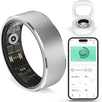 Smart Ring for Women and Men Fitness & Health Smart Ring with Heart Rate and Sleep Tracking Waterproof Activity & Wellness Ring Compatible with iPhone and Android 8#
