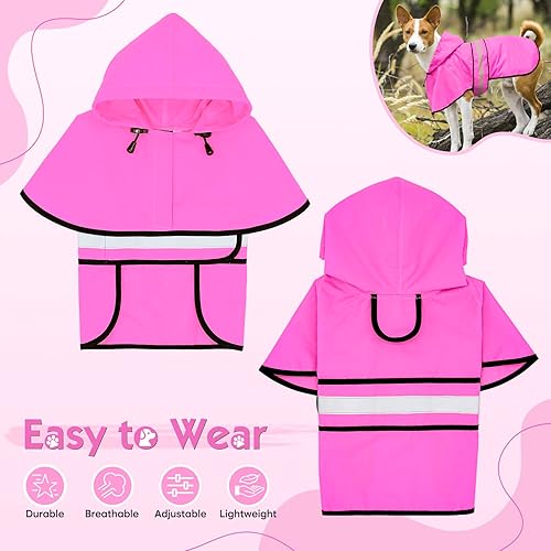 Vista 21 de Weesiber Impermeable para perro, impermeable reflectante para perro, con capucha, impermeable, ajustable, ligera, poncho para perros pequeños, Azul