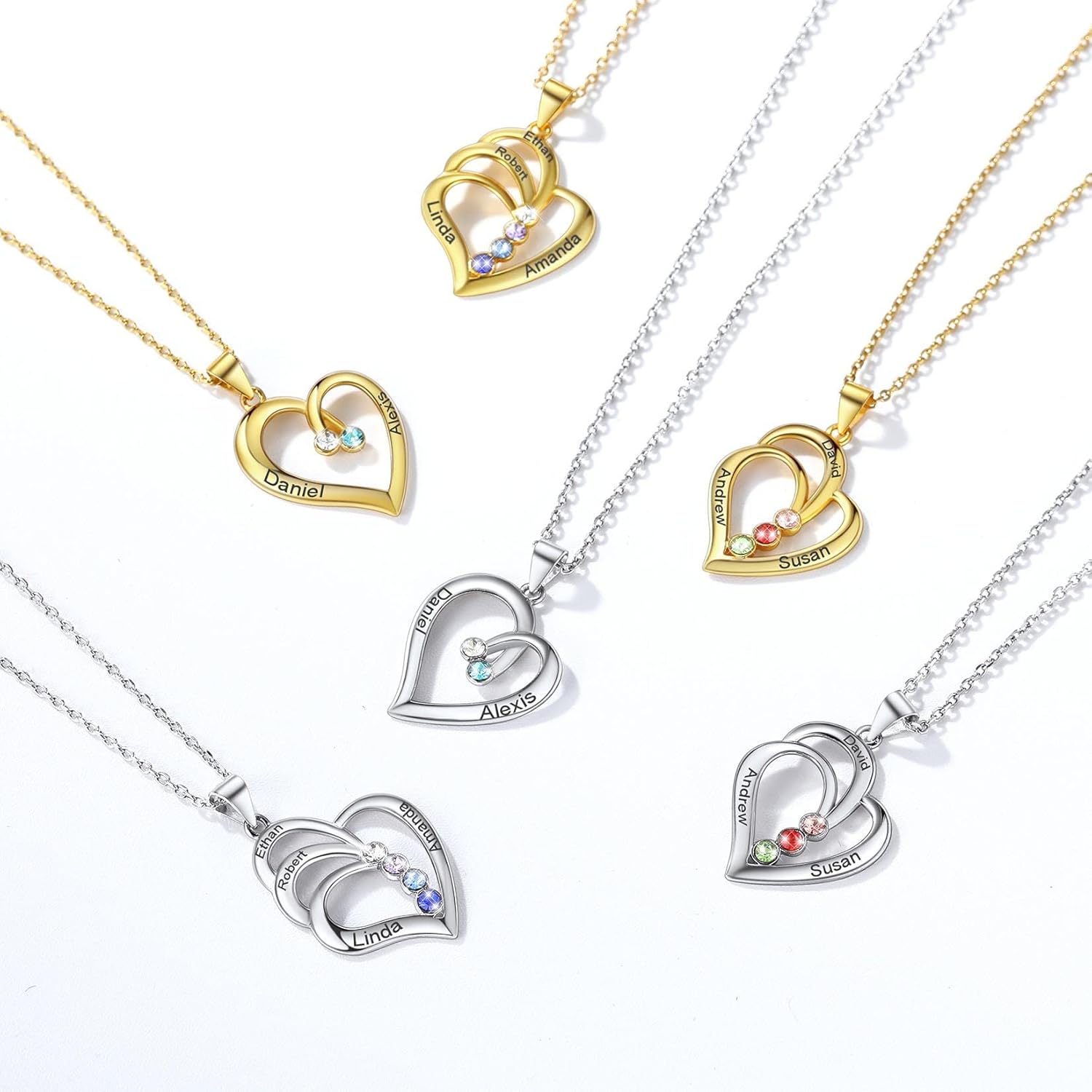 Silvora Heart Pendant Necklace with Birthstone, Sterling Silver Personalized Custom Birth Jewelry Gift Packaging