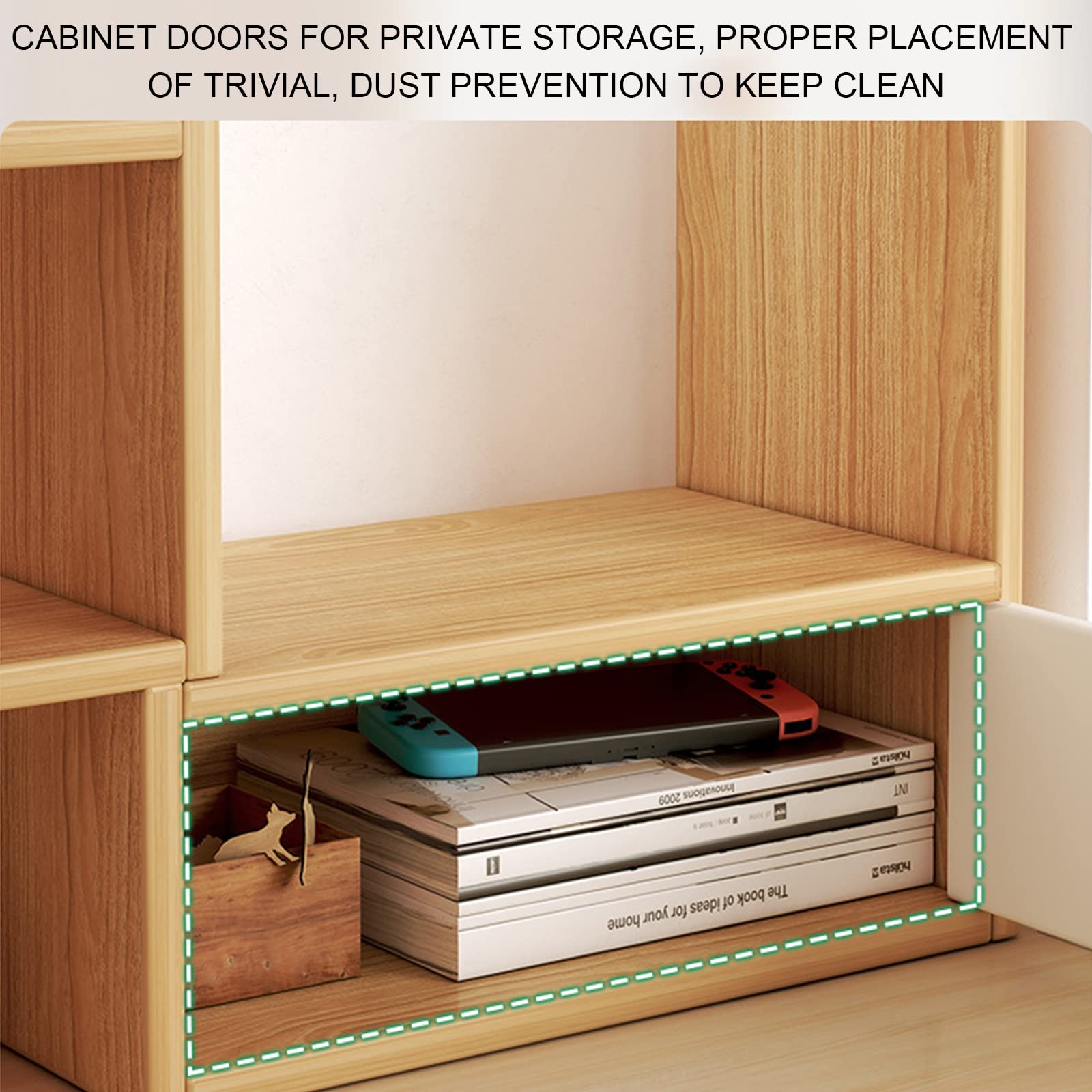 Undres Bücherregal, Desk Organizer, Schreibtisch Regal, Desktop-Bücherregal aus Holz, Hergestellt aus Hochwertiger MDF-Platte, für Schlafzimmer, Büro, Arbeitszimmer (Holzfarbe, Mit Schublade)