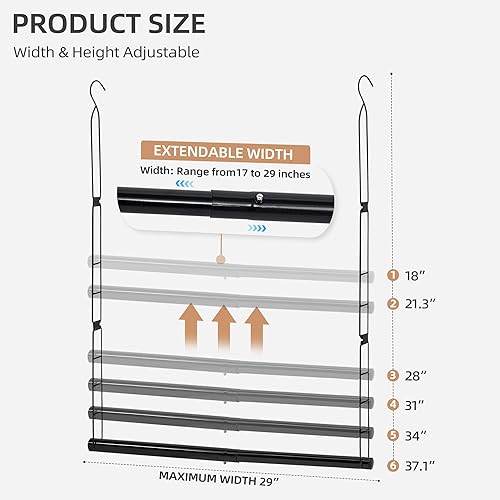 Miniatura 2 de Storage Maniac Barra Colgante para Armario, Organizador Colgante para Ropa con Ancho y Altura Ajustables, Barra para Colgar Ropa que Ahorra Espacio
