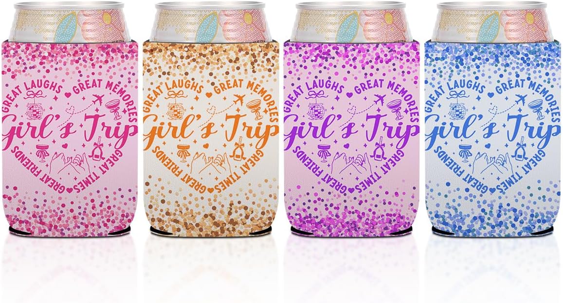 4Pcs Girl Trip 2026 Can Cooler Girls Trip Gifts Favors, Girls Weekend Gifts