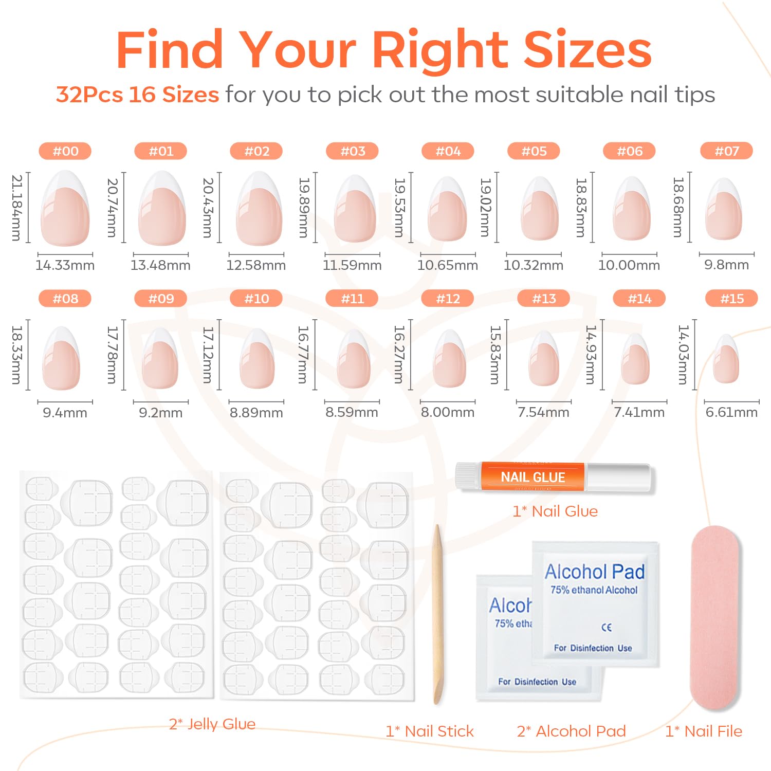 Modelones French Tip Press on Nails Almond, Short Almond Fake Nails Cuticle Remover Kit